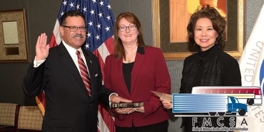 U.S. Secretary of Transportation Elaine L. Chao swears in Raymond P. Martinez as Administrator of the Federal Motor Carriers Safety Administration