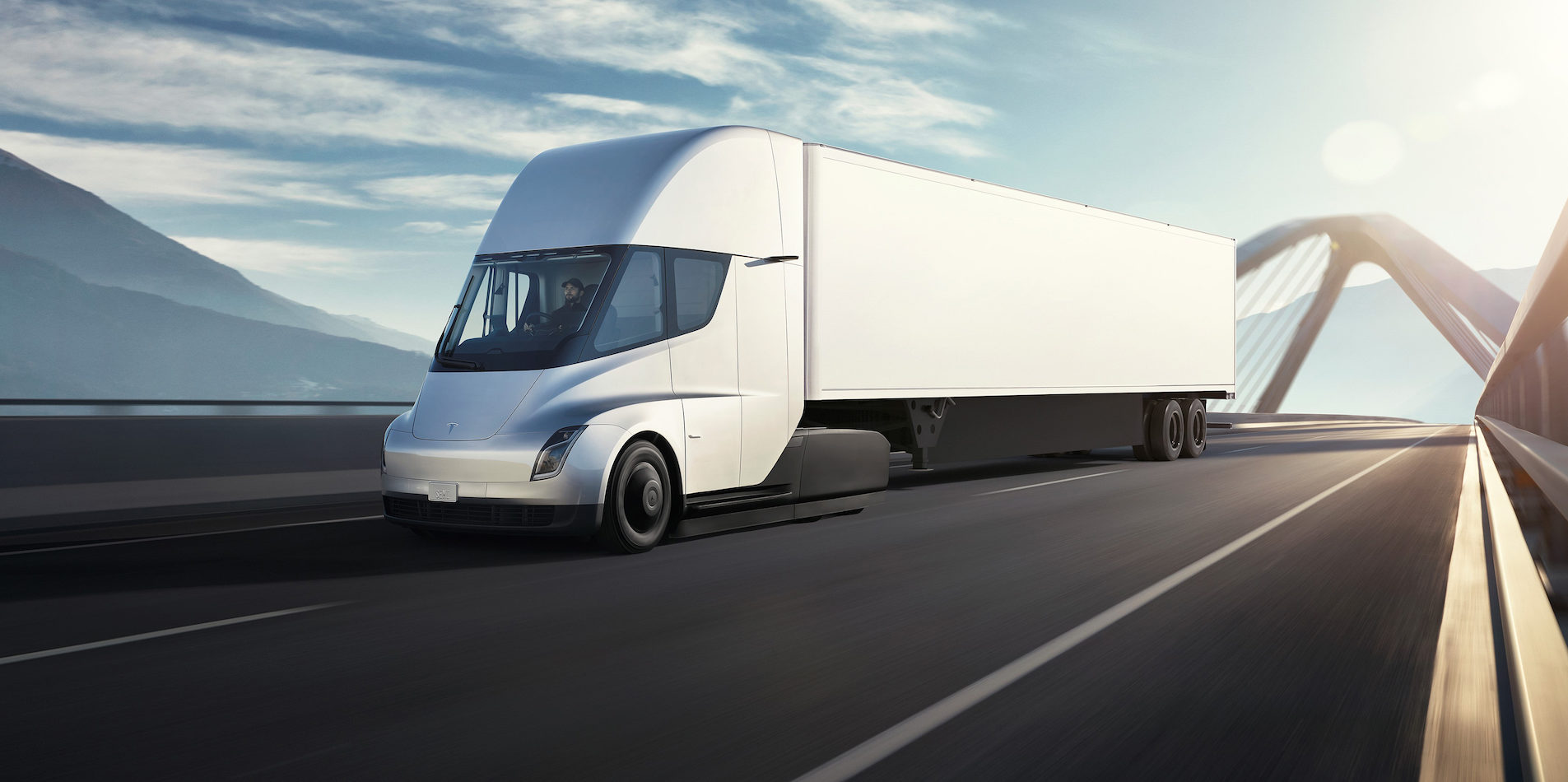 Tesla Semi driving on bridge