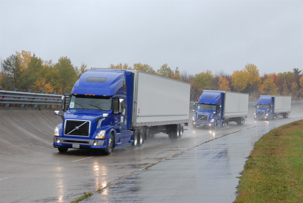 3 Trucks Platooning, Years ago a trucker told me that if a fellow trucker was running low on fuel, he would ask to tailgate another truck. Sneaking along like this, tucked in out of the wind, would lower his fuel burn so he could get to the next fueling station. Whether this story was truth or tale, the concept -- tailgating to save fuel -- has been the subject of some intensive study in recent years. It is called platooning.