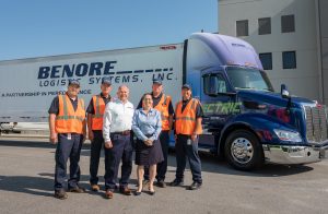 Benore Logistic Systems Electric Peterbilt with Co, Benore studying electric trucks, gathering data to see how it can turn EV operations into reality