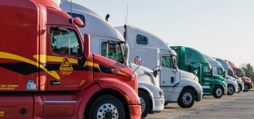 Trucks in a lineup