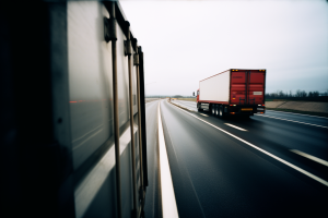 rear-view of freight, heavy duty trucks